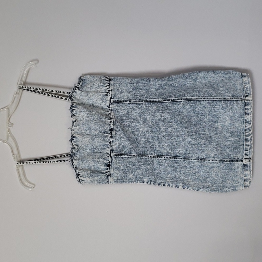 80s Nevena Rae Dress Womens XL Acid Wash Denim Empire Waist Festival Cowgirl